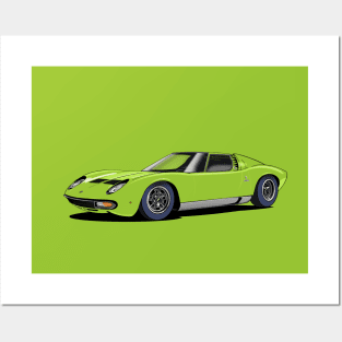 Lamborghini Miura in Verde (green) Posters and Art